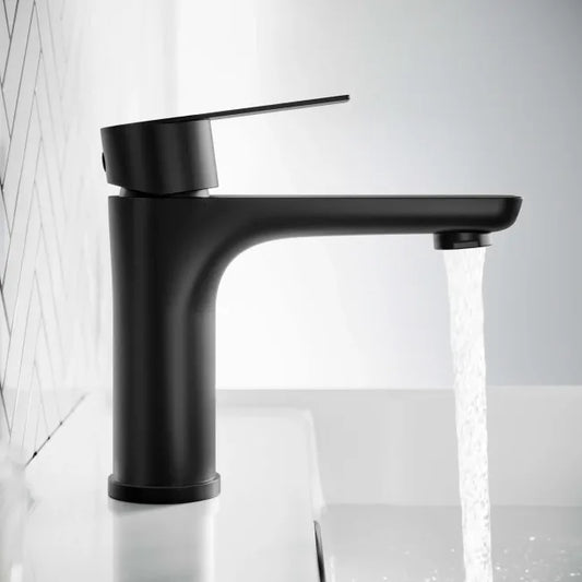Robinet de lavabo en acier inoxydable - Robinet d'eau chaude et froide - noir