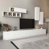 Meuble TV ensemble moderne avec étagères murales bois Laminé - Table de 3 mètres