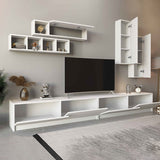 Meuble TV ensemble moderne avec étagères murales bois Laminé - Table de 3 mètres