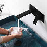 Robinet Mural Encastré Noir Mitigeur Moderne pour Lavabo et Vasque en Laiton Mélangeur Eau Chaude et Froide