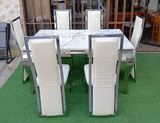 Table à manger moderne en Marbre Blanc Ensemble de table et de chaises pour maison et appartement