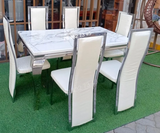 Table à manger moderne en Marbre Blanc Ensemble de table et de chaises pour maison et appartement