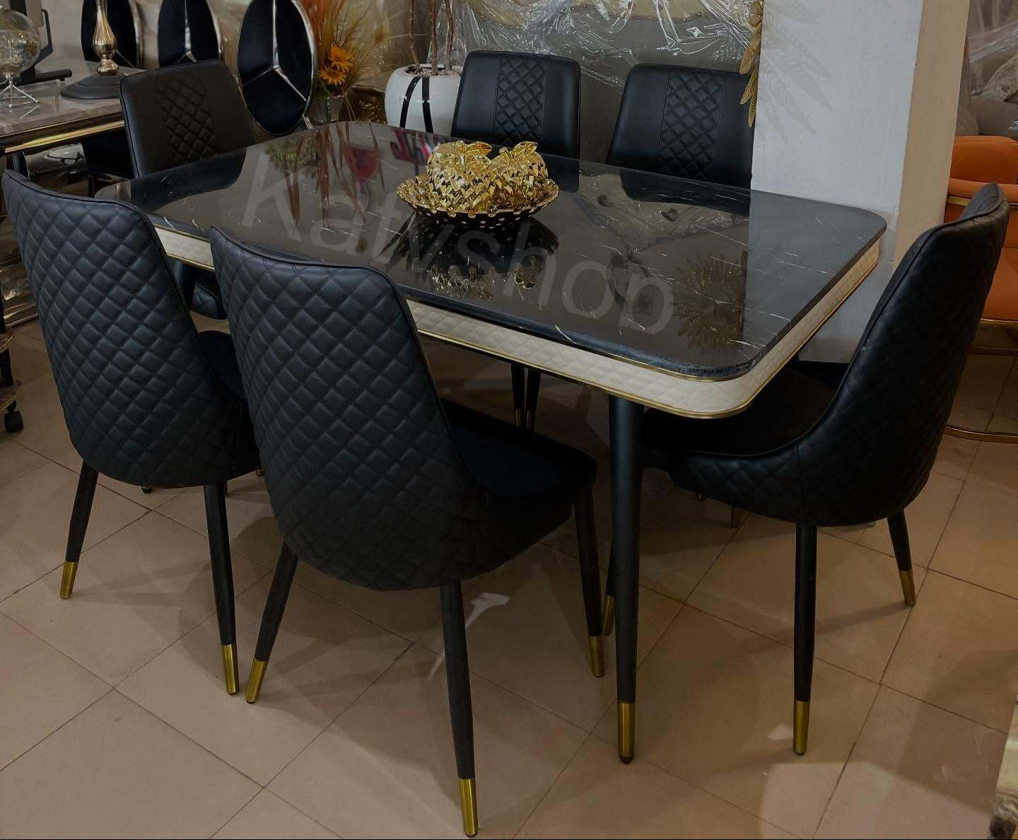 Ensemble de salle à manger moderne et élégant avec 6 chaises Noir