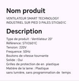 VENTILATEUR SMART TECHNOLOGY INDUSTRIEL SUR PIED 3PALES STV2601C