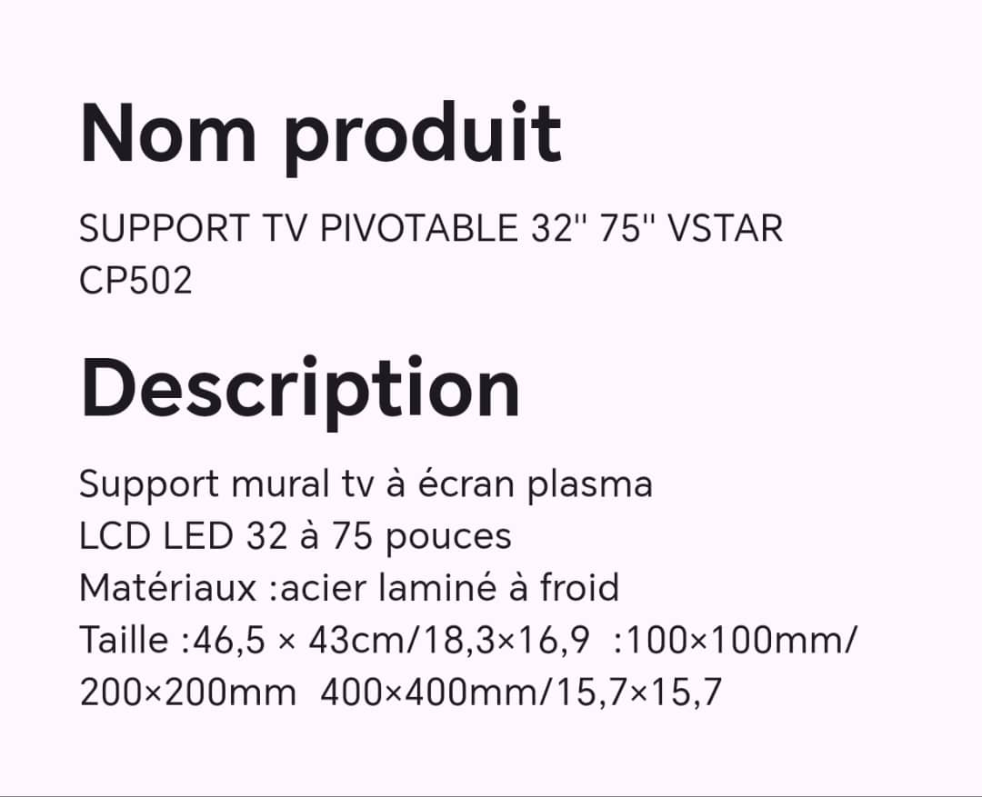 SUPPORT TV PIVOTABLE 32" 75" VSTAR