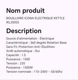 BOUILLOIRE ICONA ELECTRIQUE KETTLE IKL200SS