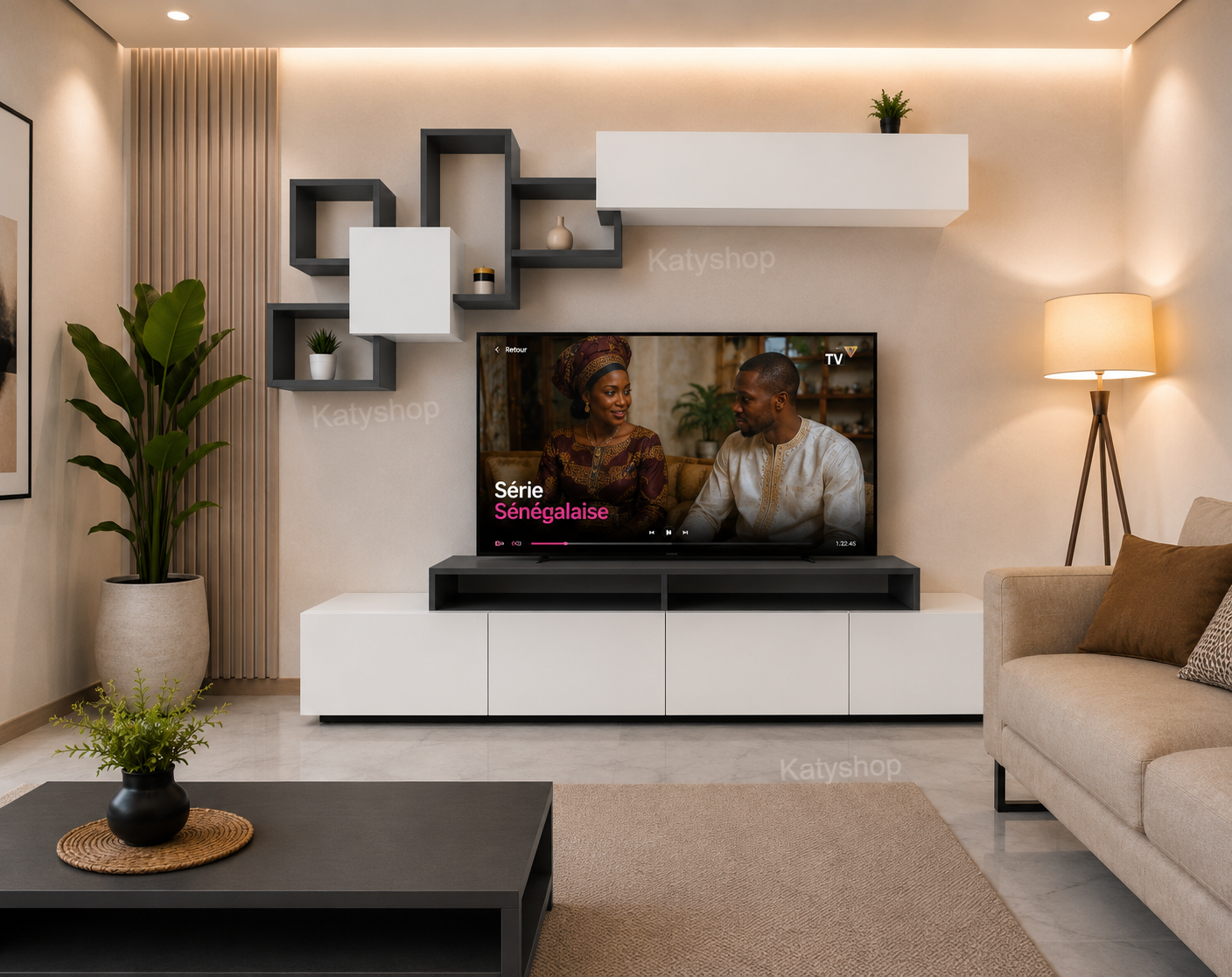 Table TV Moderne 2m40 + Table Basse
