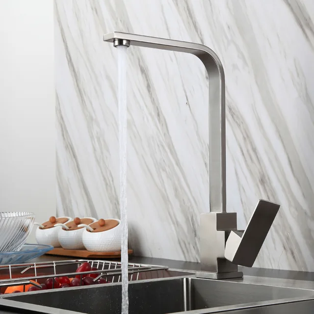 Robinet de cuisine à poser, mitigeur pivotant en acier inoxydable pour évier de cuisine - Robinet Gris