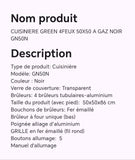 CUISINIERE GREEN 4FEUX 50X50 A GAZ NOIR GN50N