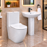 PACK ÉLÉGANCE ! SALLE DE BAIN COMPLÈTE - 7 Pièces: Tout ce qu'il vous faut en un seul Pack - Chaise et lavabo en blanc