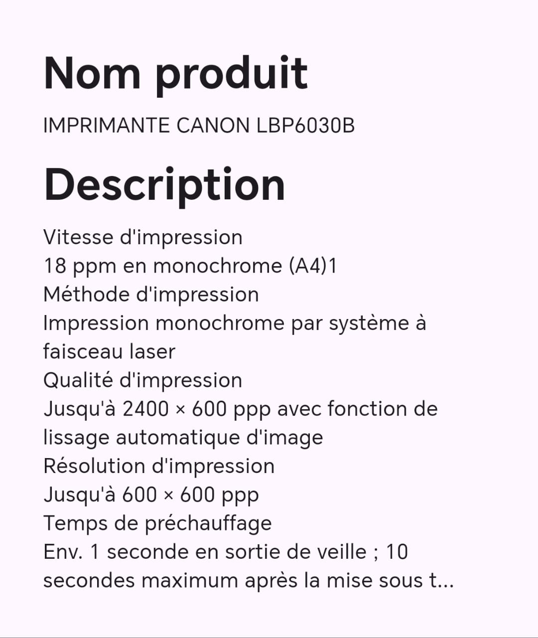 IMPRIMANTE CANON LBP6030B