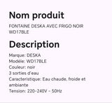 FONTAINE DESKA AVEC FRIGO NOIR WD17BLE