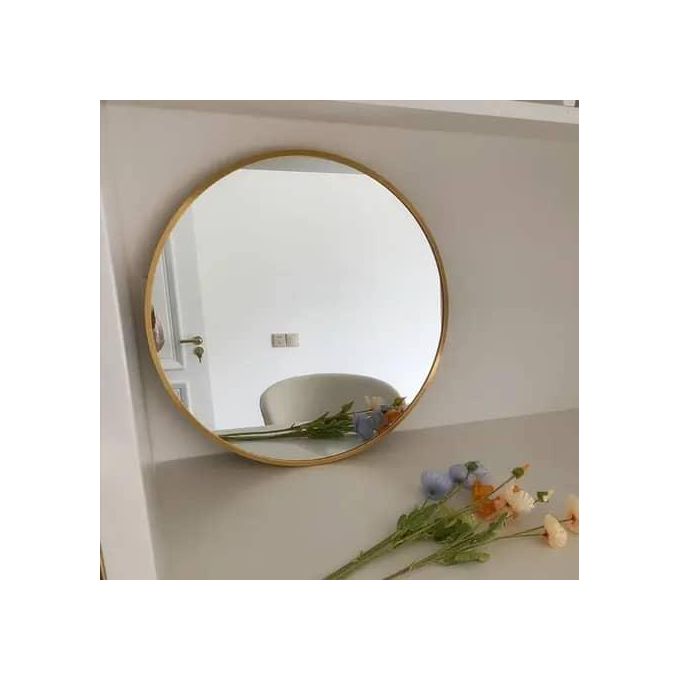 Miroir Mural Rond Suspendu Miroir Maquillage Miroir décoratif Miroir pour Salon - Chambre décoration de la Maison (OR)