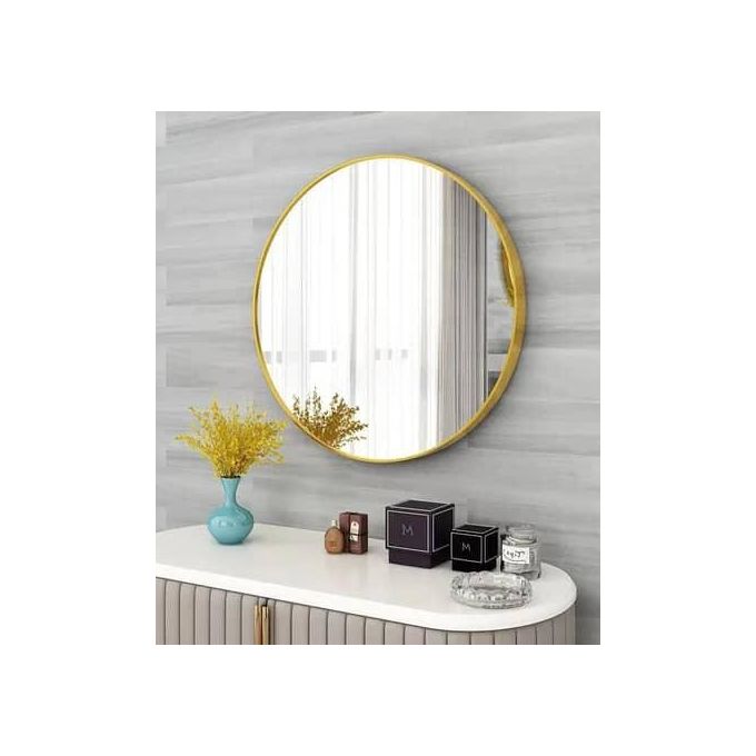 Miroir Mural Rond Suspendu Miroir Maquillage Miroir décoratif Miroir pour Salon - Chambre décoration de la Maison (OR)