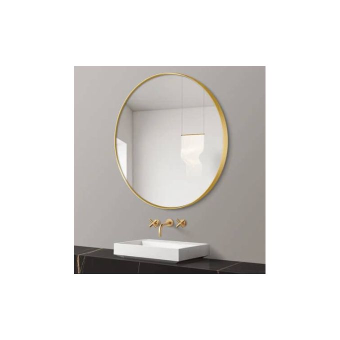 Miroir Mural Rond Suspendu Miroir Maquillage Miroir décoratif Miroir pour Salon - Chambre décoration de la Maison (OR)