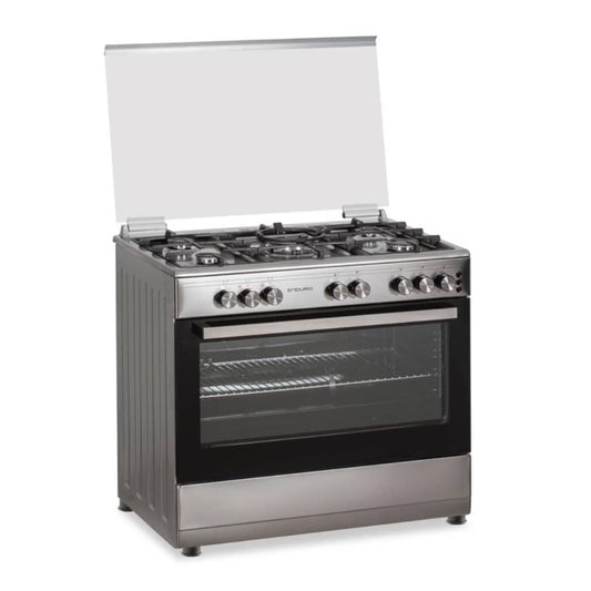 Cuisinière enduro 5feux à gaz 90X60 + grill double bouton noir AFS9050GGBSIT