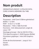 ORDINATEUR LENOVO 14 POUCES INTEL CORE I5 RAM16 MEMOIRE 256 T480