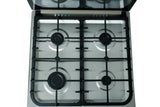 CUISINIERE ASTECH 4FEUX 60X60 A GAZ AVEC ECRAN + FOUR A GAZ ET CHAULEUR TOURN INOX CK66ELCF