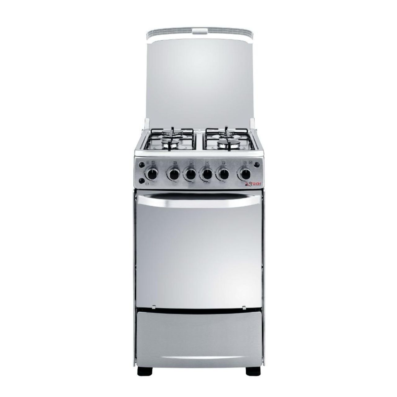 Cuisinière ASTECH 4feux 50X50 à gaz avec four à gaz inox XA50GS