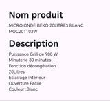 MICRO ONDE BEKO 20LITRES BLANC MOC201103W