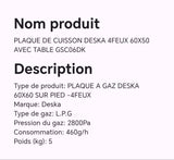 PLAQUE DE CUISSON DESKA 4FEUX 60X60 AVEC TABLE GSC06DK