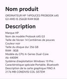 ORDINATEUR HP 14POUCES PROBOOK 645 G3 AMD I5 256GB RAM 8GB