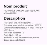 MICRO ONDE SAMSUNG 20LITRES BLANC MS20A3010AH