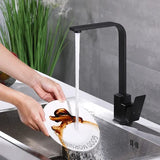 Robinet de cuisine à poser, mitigeur pivotant en acier inoxydable pour évier de cuisine - Robinet Noir