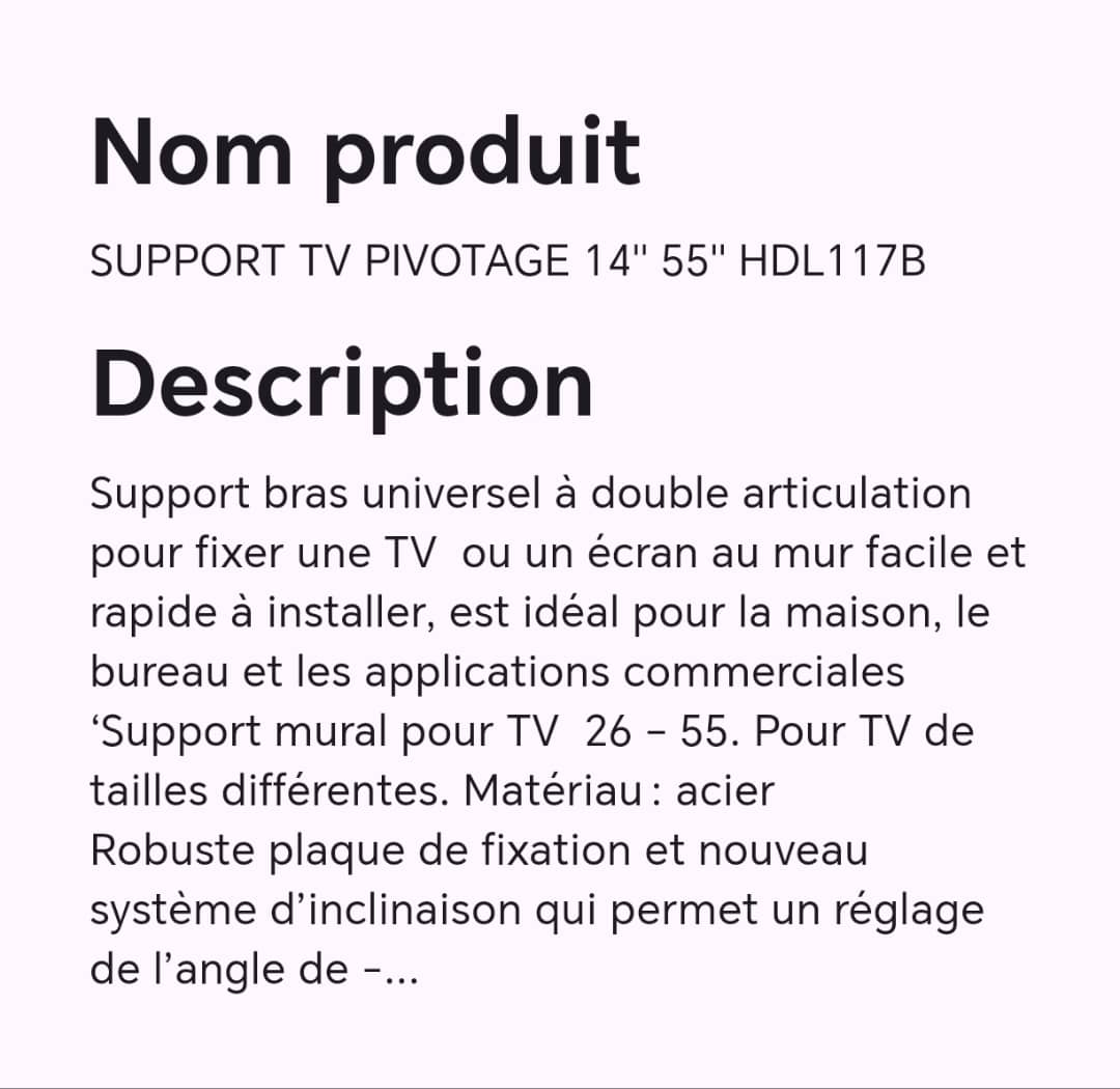 SUPPORT TV PIVOTAGE 14" 55" HDL1 17B