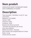 VENTILATEUR SMART TECHNOLOGY MURAL AVEC COMMANDES STV1654WC