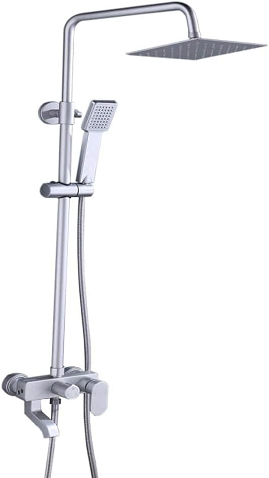 Colonne de douche à effet pluie, douchette multifonction, barre coulissante réglable robinets muraux
