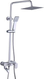 Colonne de douche à effet pluie, douchette multifonction, barre coulissante réglable robinets muraux