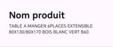 TABLE A MANGER 6PLACES EXTENSIBLE BOIS BLANC VERT B60