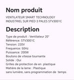 VENTILATEUR SMART TECHNOLOGY INDUSTRIEL SUR PIED 3PALES STV3001C