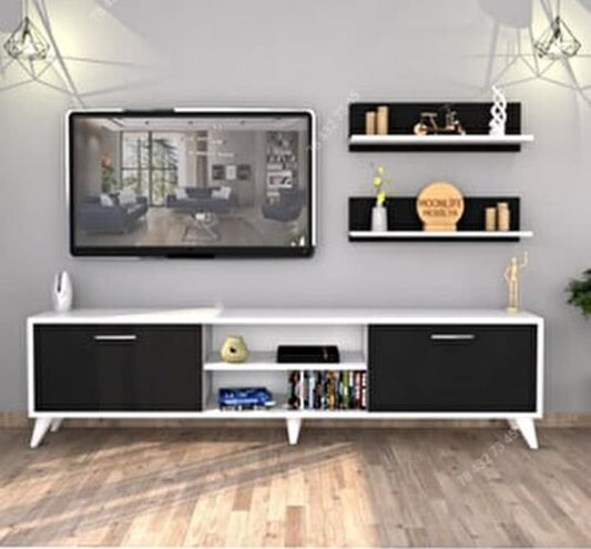 Meuble TV - 1m50 - Noir et Blanc