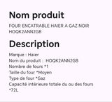 FOUR ENCASTRABLE HAIER A GAZ NOIR HOQK2ANN2GB