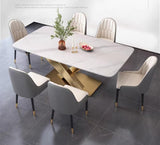 Table A Manger - Marbre Blanc et Pied Doré en X