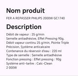 FER A REPASSER PHILPS 2000W GC1740