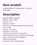 MIXEUR BLENDER SMART TECHNOLOGY 1,5L GRIS STPE1020G