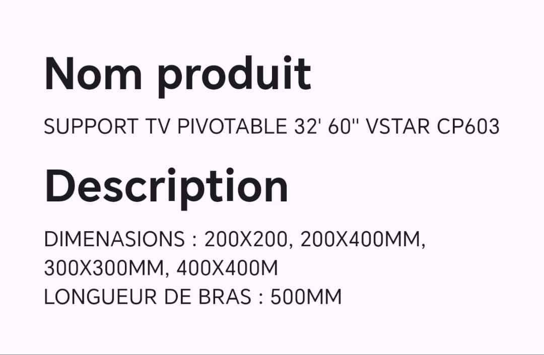 SUPPORT TV PIVOTABLE 32" 60" VSTAR CP603