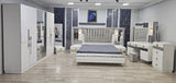 CHAMBRE A COUCHER ARMOIRE 6BATTANTS 6PIECES BLANC BAMBI