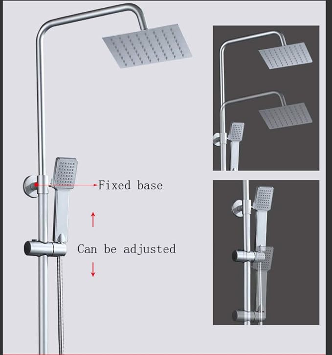 Colonne de douche à effet pluie, douchette multifonction, barre coulissante réglable robinets muraux