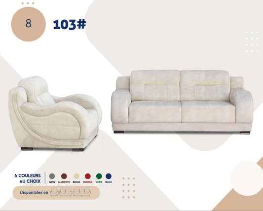 SALON CANAPE 7PLACES COULEUR AU CHOIX SIMILI 103H
