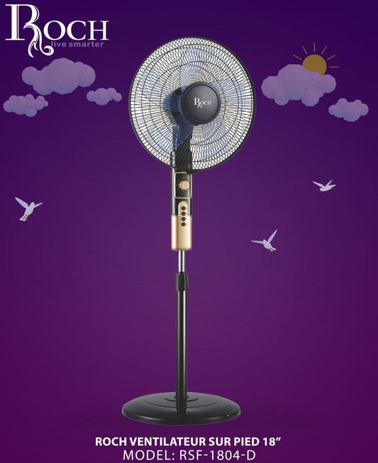 VENTILATEUR ROCH SUR PIED NOIR-DORE RSF1804