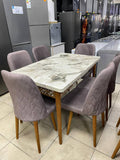 TABLE A MANGER 6PLACES EXTENSIBLE  80X130/80X170 BOIS BLANC MAUVE B50