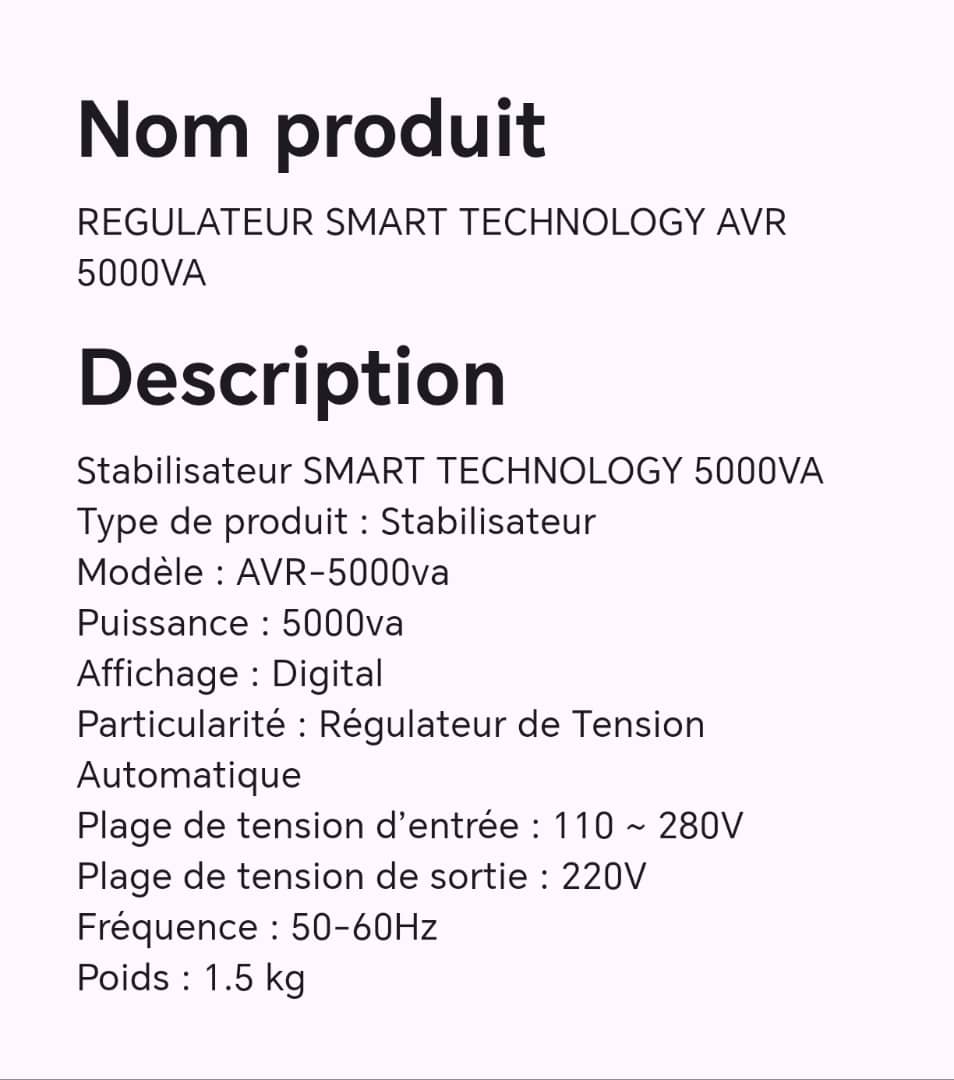 REGULATEUR SMART TECHNOLOGY AVR 5KVA
