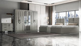 CHAMBRE A COUCHER 2LITS JUMEAUX 6BATTANTS 4PIECES GRIS CLAIR EMA TWIN