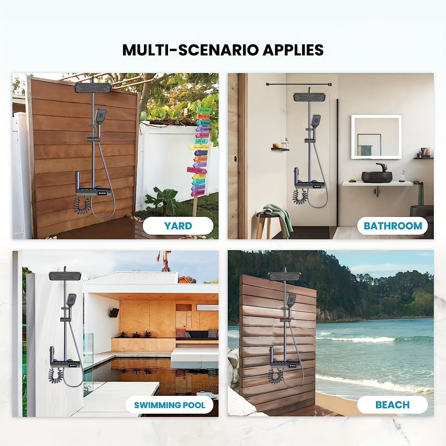 Colonne de douche avec Pommeau numérique à affichage LED Ensemble de douche 4 jets