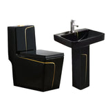 Ensemble Lavabo + Chaise Anglaise  - Noir Doré