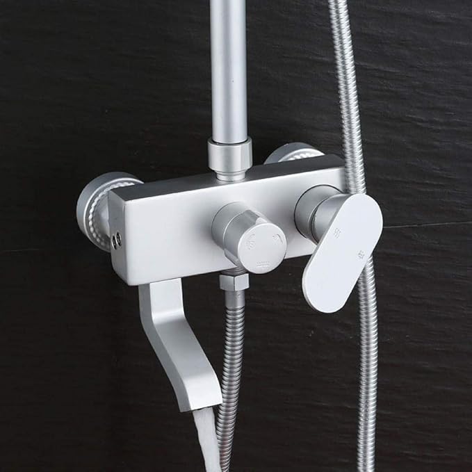 Colonne de douche à effet pluie, douchette multifonction, barre coulissante réglable robinets muraux